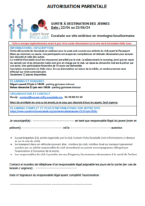 autorisation parentale sortie escalade jeunes